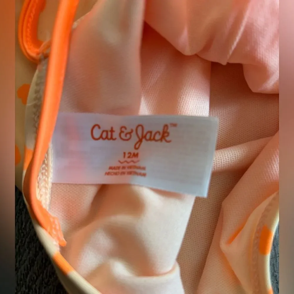 Cat and Jack girls Orange Polka Dot Swimsuit